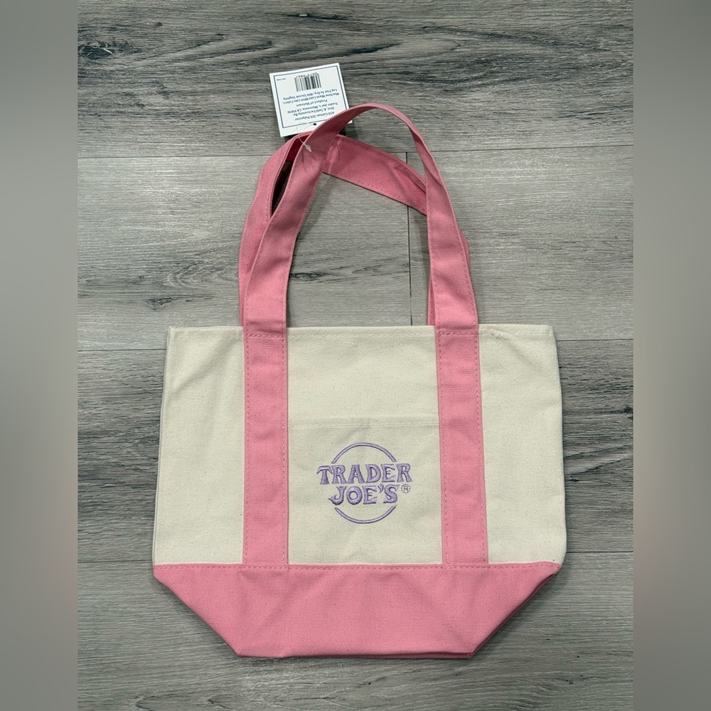 TRADER JOE’S Mini Canvas Tote Bag Pastel Pink